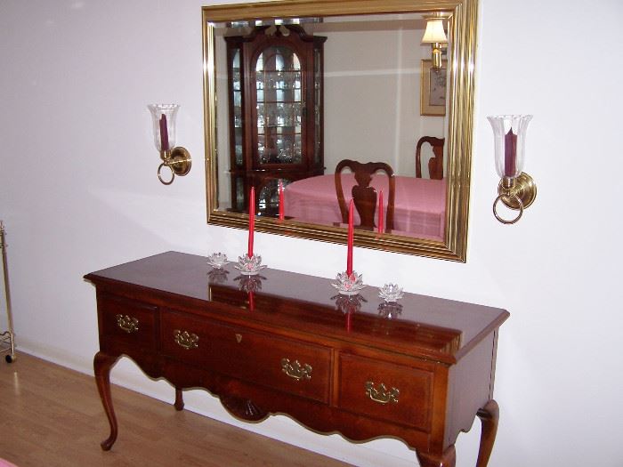 Cherry Wood Sideboard with slipper feet, Fine large Mirror
