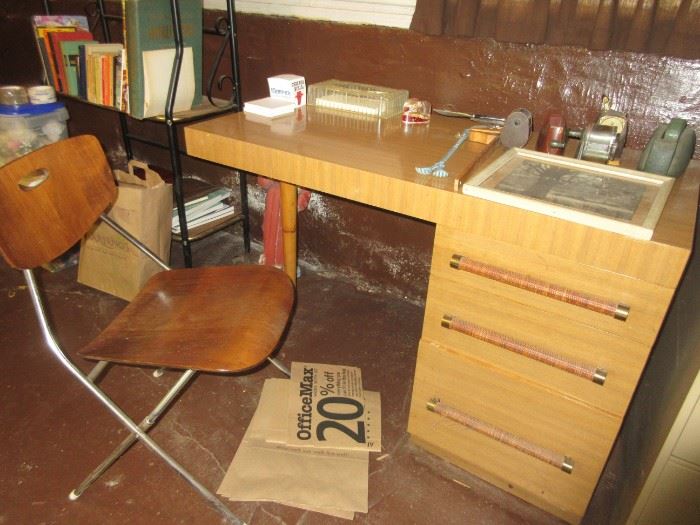 Vintage desk and plywood chair