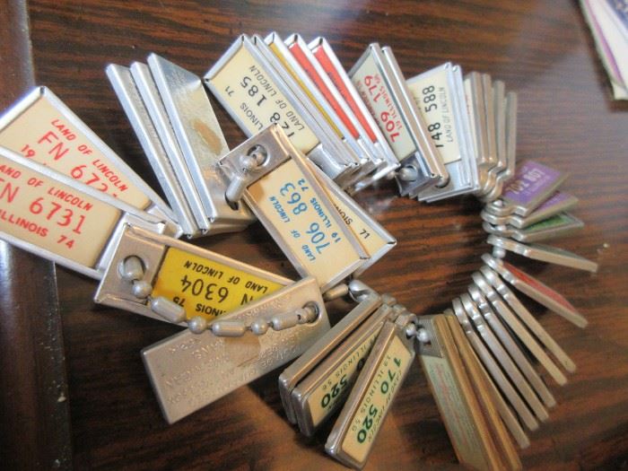 Vintage licence plate tags dating from the 50's 