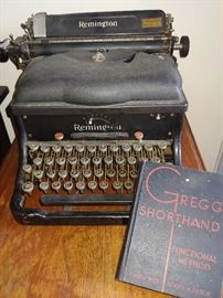 Remington Type Writer in working order.  Revive an age old tradition of tapping out fun letters and surprise the recipient.  Gregg Shorthand book when you don't have time to type!