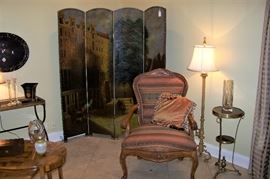 Beautiful screen behind French chair