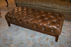 Leather tufted bench