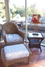 Assorted rattan chairs, seats, ottomans