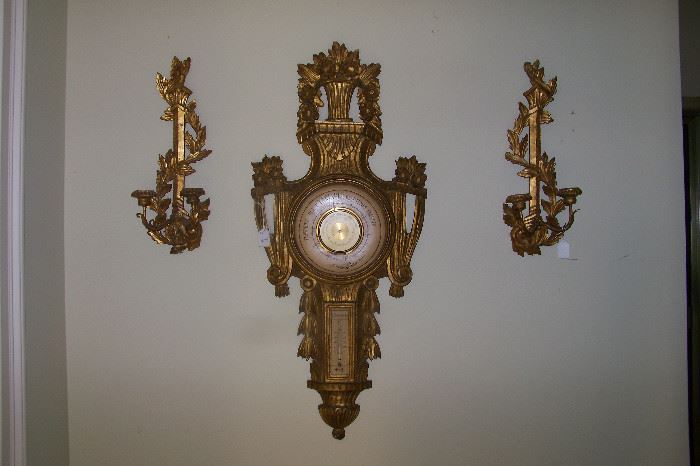 Italian barometer, wall sconces, 1950's