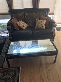 Love seat (set with couch!) real leather good condition with some discoloring. Great for lounge area! All pricing negotiatiable!