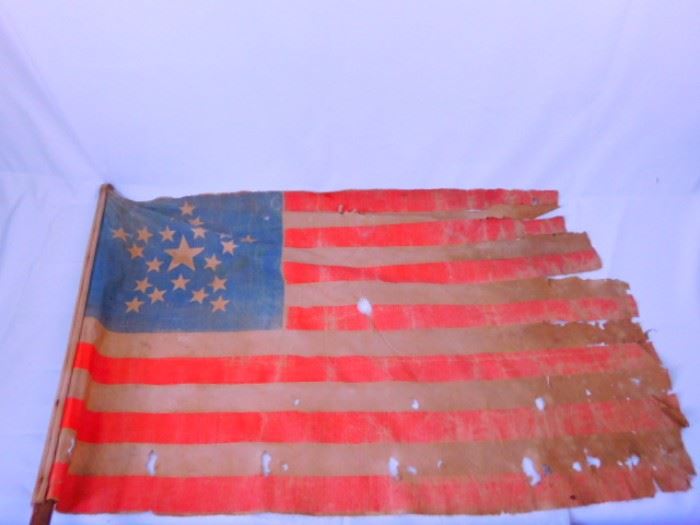 A full view of the 21 star flag .