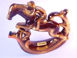 1960's Garnier Paris France Creme de Menthe decanter with horse and jockey about 12 x12" x 2 1/5".  