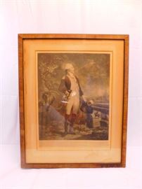 19th c French Print of Lafayette with period frame about 28 1/2" x 24" framed.