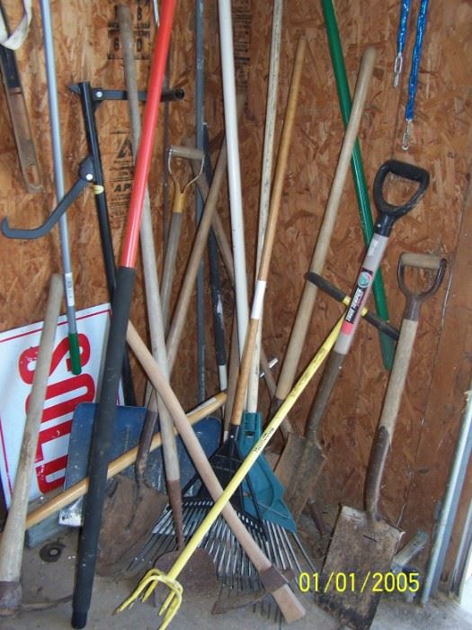 Lawn and Garden Tools, outside Garage 