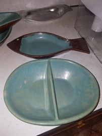 Brown/teal stoneware just a few of the set