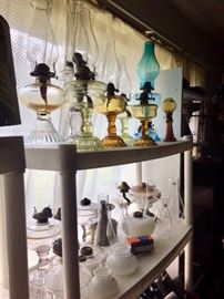 large and unique collection of oil lamp and lamp bases