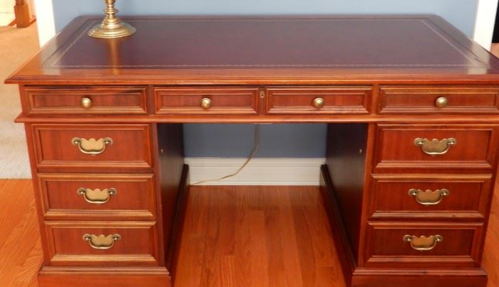 A PERFECT HEKMAN DESK WITH LEATHER TOP