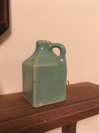 Green square mini pottery jug
