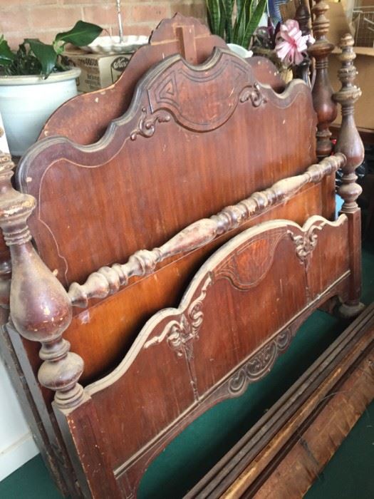 Two antique beds. With side rails. As-Is.