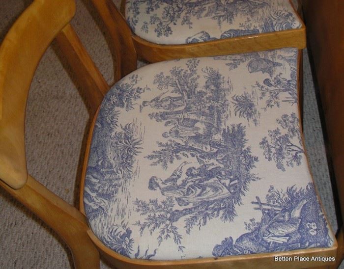 Blue Toile on the seat of the Paul McCobb 1950's Chairs