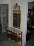 French Provincial hall table and mirror