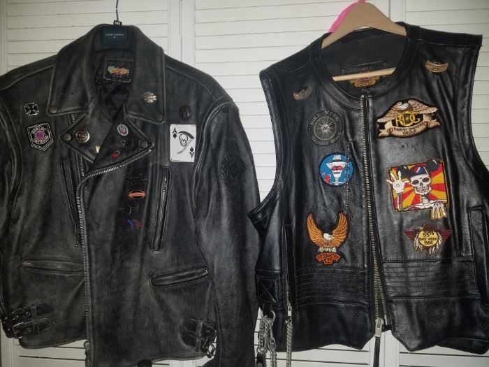 Harley Davidson heavy leather jacket & vest