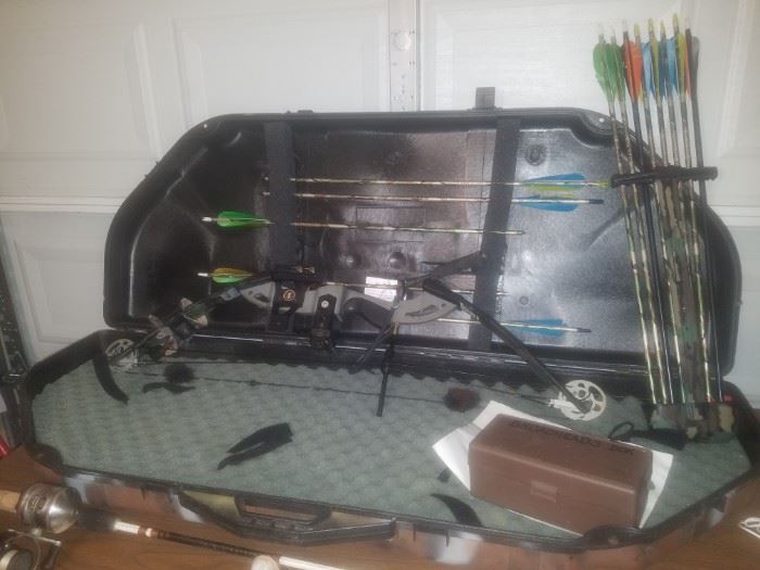 Genesis Series 3D Dominator PSE compound bow with arrows, broadheads, & hard carrying case.