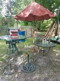 Outdoor tables, umbrella stands, umbrella, bird feeders, & more. 
