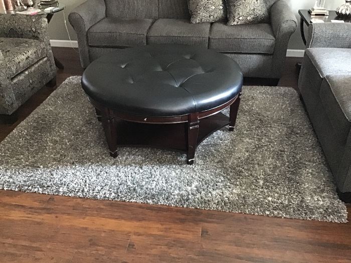 Leather coffee table and 5x7 area rug