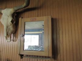 Mounted Long Horn, Medicine Wall Mount Chest