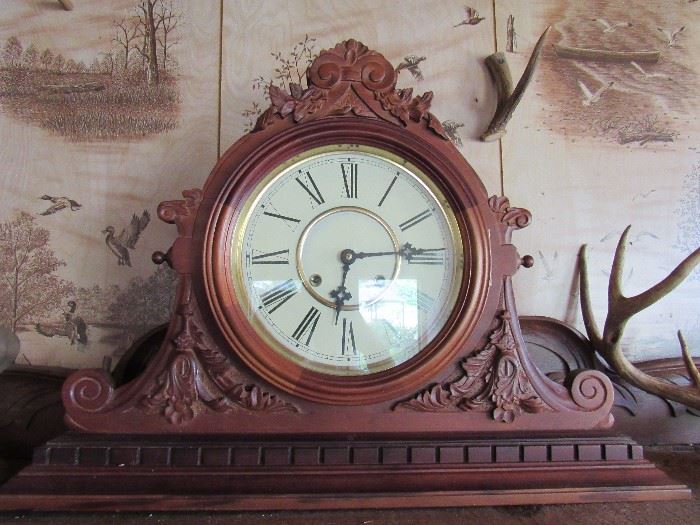 Antique Ornately Hand Carved Mantel Clock