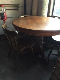 Oak Round Table with Half Moon Chairs