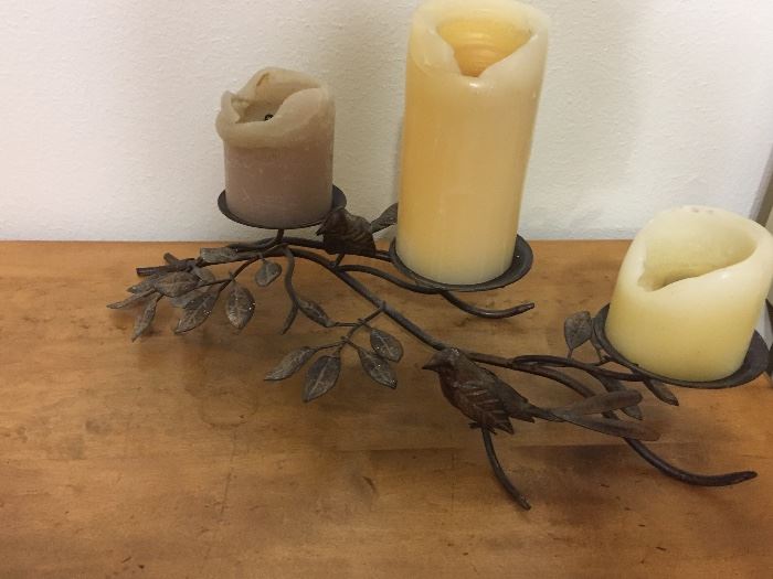 Wrought Iron Birds on a Branch with Candles