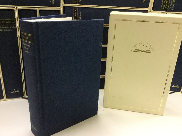 Library of America (blue) - 26 books http://www.ctonlineauctions.com/detail.asp?id=750106