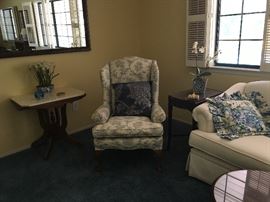 Beautiful home furnishings - ocaissional chair, sofa, accent tables. 