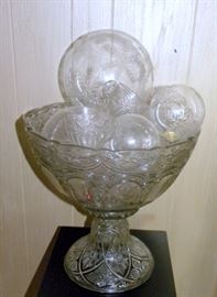 Antique Pattern Glass Punch Bowl