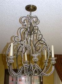 Iron & Crystal Hanging Candle Chandelier 