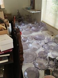 large collection of sun purple glassware