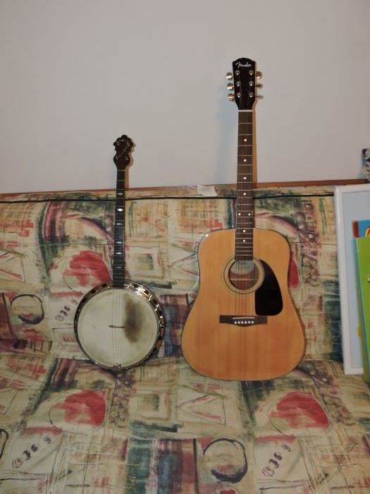 Gretsch 4 string Tenor Banjo and Fender acoustic guitar