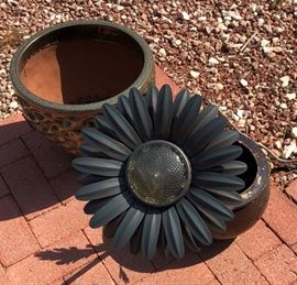 Solar Metal Sunflower, Pot