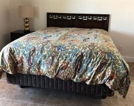 Macy's Stearn & Foster Queen Mattress & Box Spring                             
Queen Duvet and Insert                                                             West Elm Abacus Hammered Metal Table Lamp 