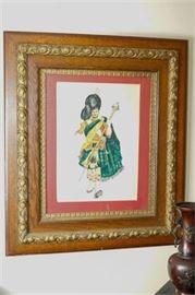 Framed Watercolor Depicting a Scottish Bag Piper