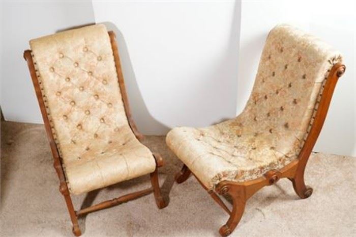 Pair of Victorian Slipper Chairs