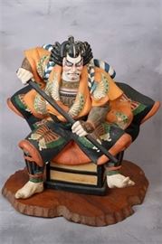 Samurai Figure on Wooden Base