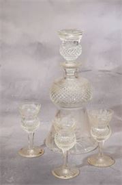 Scottish Cut Crystal Decanter and 3 Cordials