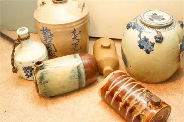 Six Pieces Oriental Pottery Vessels
