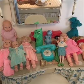 Vintage dolls and toys