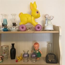Vintage glass and toys