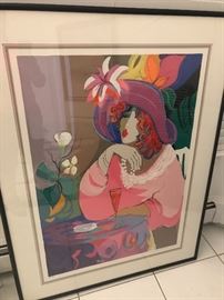 Champagne Girl” Lithograph by Isaac Maimon. Artist’s Proof- 17/50.