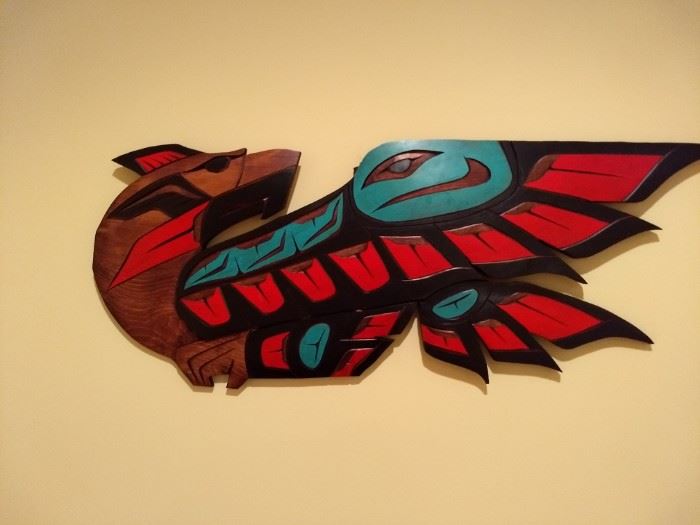Hand-painted carved American Indian sculpture wood carved