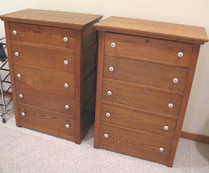 Pair of antique matching oak dressers.