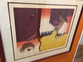 Lithograph "Olla Series Venado de Acuma Printers Proof 1/3 1990 signed and framed amado pena