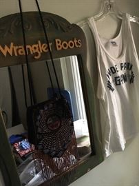 Wrangler boots mirror, Hyde Park gym tank 