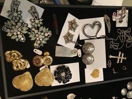 J Crew rare earrings, sterling pins and earrings,  vintage YSL France earrings and cufflinks