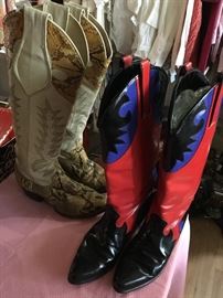 Snakeskin and patent leather made in Italy western riding boots